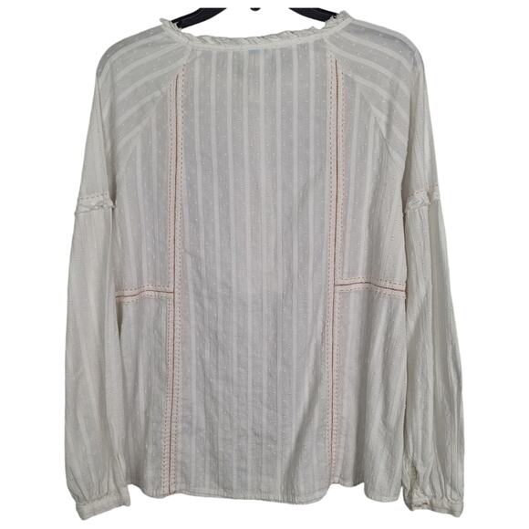 Sundance Cream Alethia Button Down Peasant Blouse Line & Ruffle Detail S - Picture 7 of 9